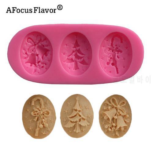 3D Christmas Tree Bell Shape Christmas Theme Wedding Gift Silicone Handmade Stencil Natural Soap Mold Chocolate Baking Tools