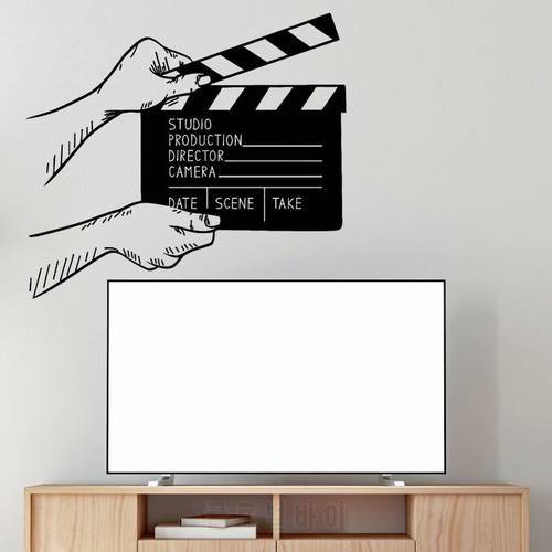 Wall Stickers Film Clapperboard Wall Decal Cinema Decor Filmmaking Film Movie Wall Murals Removable Clapperboard Sticker AY923