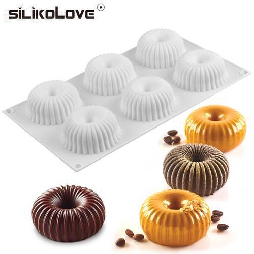 SILIKOLOVE 6 Cavity Cake Mold For Baking Silicone 3d Cake Decorating Bakeware For Chiffon Mousse Pastry Dessert Moulds