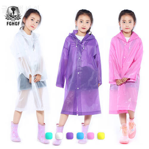FGHGF EVA Transparent Fashion Frosted Child Raincoat Girl And Boy Rainwear Outdoor Hiking Travel Rain Gear Coat For Children
