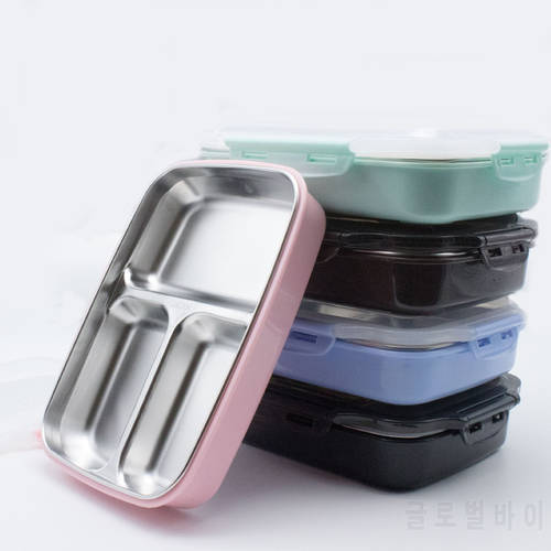 Colorful Bowl Lunch Storage Box Food Tray Stainless Steel Solid Portable Separate School Bowl Big Capacity Food Container 1pcs