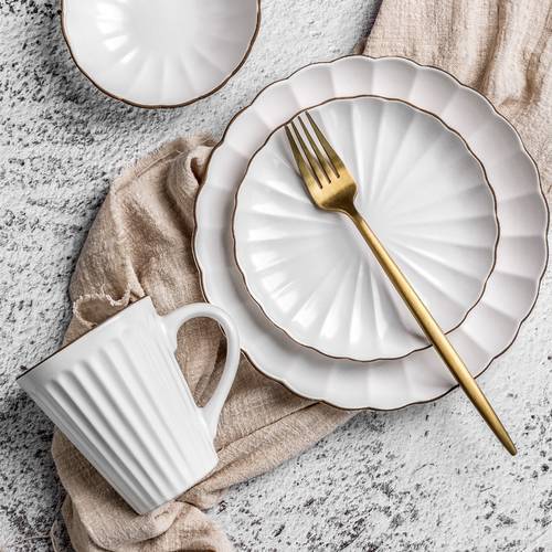 KINGLANG Home Dishes Nordic Ceramic Tableware Dish Steak Plates Rice Bowls Mug Wholesale Dinnerware