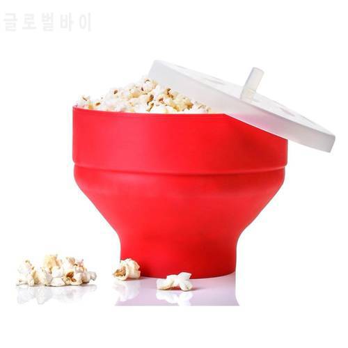 2023 New Popcorn Microwave Silicone Foldable Red High Quality Kitchen Easy Tools DIY Popcorn Bucket Bowl Maker With Lid