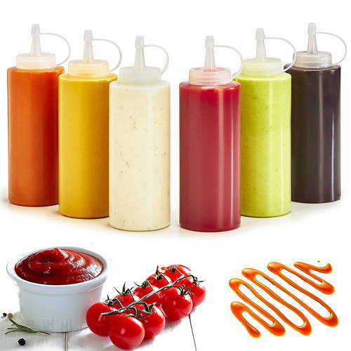 Squeeze Condiment Bottles With Nozzles Plastic Ketchup Mustard Hot Sauces Olive Oil Bottles Kitchen Accessories