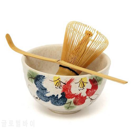 3pcs sets Tea Ceremony Matcha Ceramic Tea Bowl Bamboo Tea Scoop Matcha Whisk Japanese Teaware Tea Tool 4 Style matcha bowl set