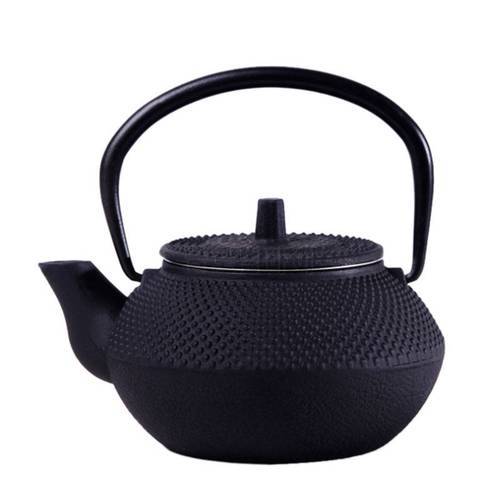 Hot Sale Style Cast Iron Kettle Teapot Comes With Strainer Tea Pot 300ml (Black)