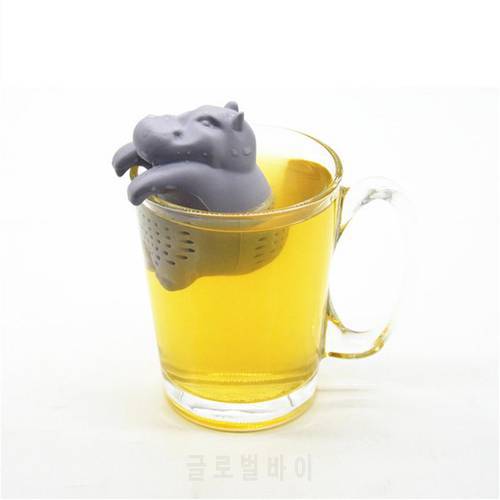 1Pc Silicone Hippo Shaped Tea Infuser Reusable Tea Strainer Coffee Herb Filter For Home Loose Leaf Diffuser Accessories