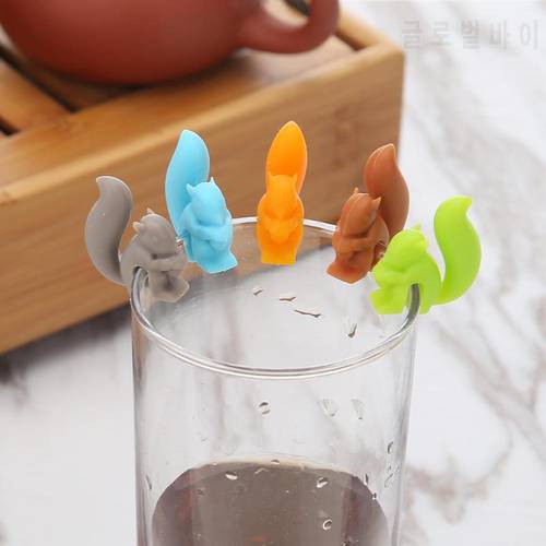 5 Pcs Silicone Tea Infuser Squirrel Device Tea Bag Hanging Snail Mug Cup Clip Label Party New Year Supplies