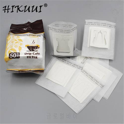 50 Pcs/Bag Drip Coffee Filter Bag Portable Hanging Ear Style Coffee Filters Paper Home Office Travel Brew Coffee and Tea Tools