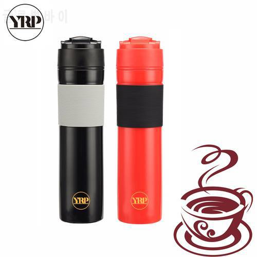 YRP 350ML Portable French Press Coffee Tea Maker Plastic Coffee Pot Plunger With Filter Bottle Travel Airpot For Car Outdoor