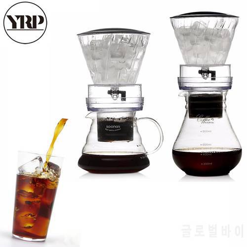 YRP800ml Reusable Ice Drip Coffee Filter Glass Percolators Espresso kitchen baristaTools Dripper Pot Ice Cold Brew cafe Maker