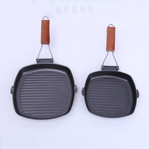 Kitchen Collapsible Steak Frying Pan Master Pan Non-Stick Divided Grill/Fry/Oven Meal Skillet Baking Pan Black Barbecue Pot