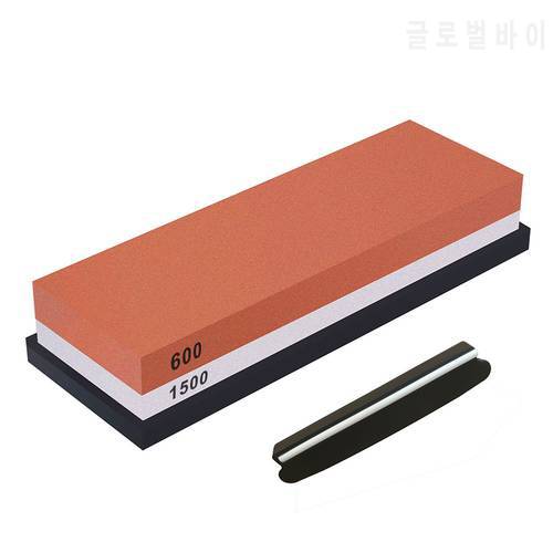 Double-Sided Knife Sharpening Stone Set Grit 600/1500 Knife Sharpener Combination Waterstone Kits with Non-slip Silicone Base