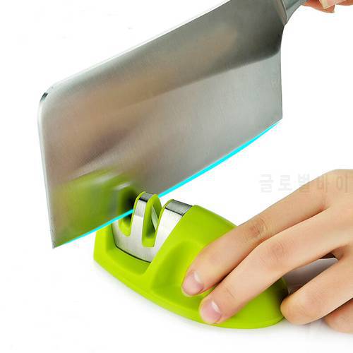 Portable Kitchen Ceramic Knife Sharpener Professional Sharpening Tools / Two Stages Sharpeners & Non-slip Rubber Base