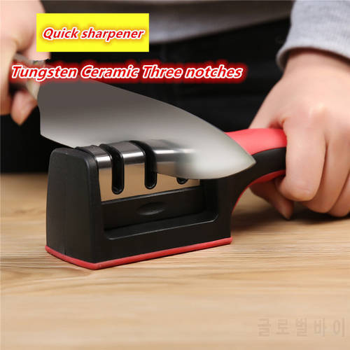 Dropshipping Quick Knife Sharpener Professional Tungsten Diamond Sharpening Stone 3 Stages Non-Slip Kitchen Tools Household
