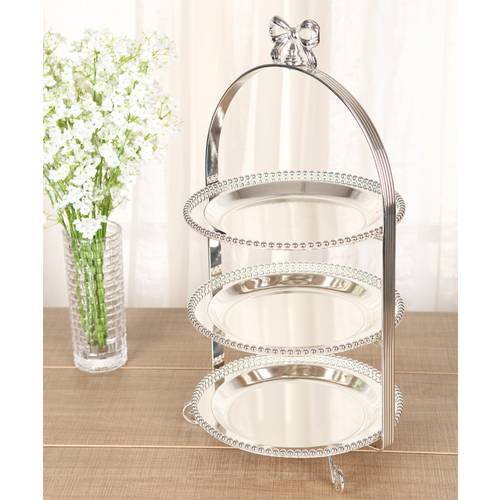 High-grade 2/3 Layers Dessert Tray Silver Plated Round Metal Cake Stand Cupcake Tray Wedding Party Decoration Cake Display Stand