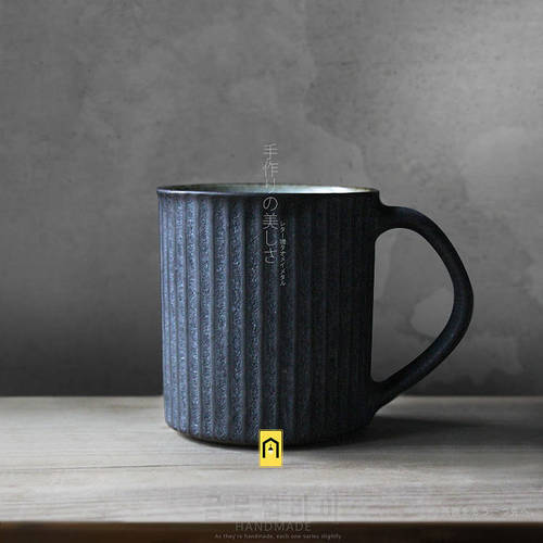 brand 100% handmade American brief style pottery coffee mug with handgrip tray retro classic ceramic milk tea cups and mugs