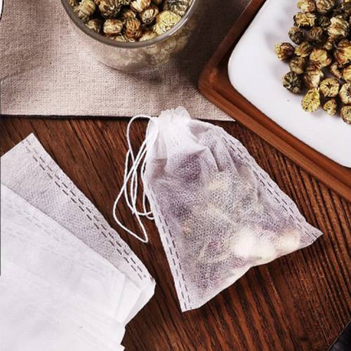 Tea Bags Empty Drawstring Non Woven Fabric Bag Cook Herb Spice Loose Coffee Pouches Tools 100Pcs/Lot
