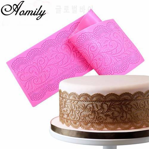 Aomily Lace Flower Wedding Cake Silicone Beautiful Flower Lace Fondant Mold Mousse Sugar craft Icing Mat Pad Pastry Baking Tool