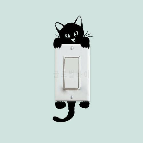 2pcs/lot DIY Funny Cute Cat Switch Stickers , Light switch stickers wall stickers home decoration