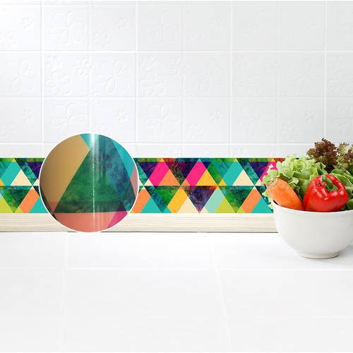 Colorful Wallpaper Borders,3D Wall Borders Self-adhesive for Corridor Bathroom Kitchen Home Decoration,Waterproof DIY Decal