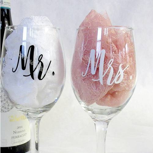 9pcs Mr& 9pcs Mrs /set Wine glasses Sticker Newlyweds Engagement Wedding Gift Champagne Glass Decor EB020
