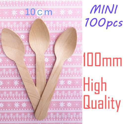 100pcs mini disposable Wooden spoon Cutlery Picnic Sets wedding party ice cream spoon Dessert Table Wood Dessert Scoop Tableware