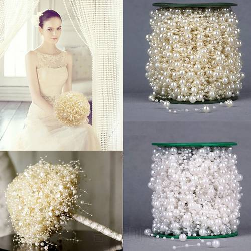 5 Meters White Fishing Line Artificial Pearls Beads for DIY Garland Flowers Wedding Decoration Supplies Bride Flowers Accessory