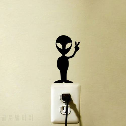 Alien Giving The Peace Fashion Light Switch Decal Home Wall Sticker 6SS0012