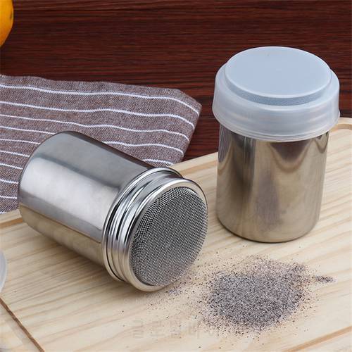 Stainless Steel Cocoa Powder Sprinkle Extinguishers Tank Practical Coffee Powder Gauze Bucket Powder Dusting Cans Coffeeware