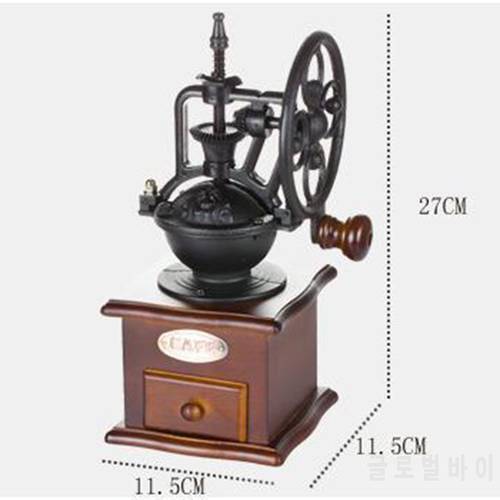 NOCM-Manual Coffee Grinder Antique Cast Iron Hand Crank Coffee Mill With Grind Settings & Catch Drawer