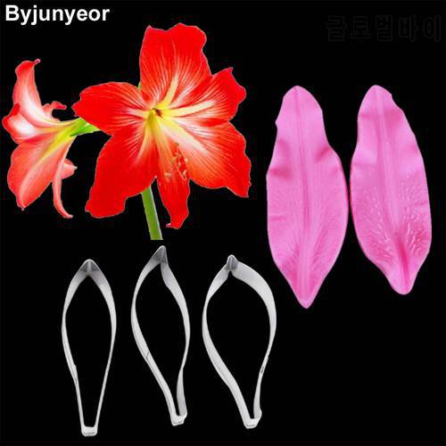 Lily Flower Petal Flower Veiners Silicone Mold Fondant Sugarcraft Gumpaste Clay Water Paper Sugar Cake Decorating Tools CS244
