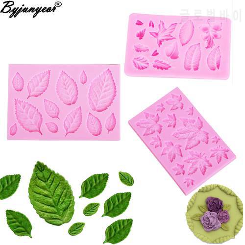 M961 Rose Leaves &Maple Silicone Mold Epoxy UV Resin Candy Polymer Clay Fondant Mold Cake Decorationg Tool Flower GumPaste Mould