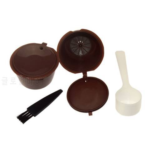 2pcs Dolce Gusto Plsatic Refillable Coffee Capsule with Spoon Brush 200 Times Reusable Compatible Nescafe Dolce Gusto