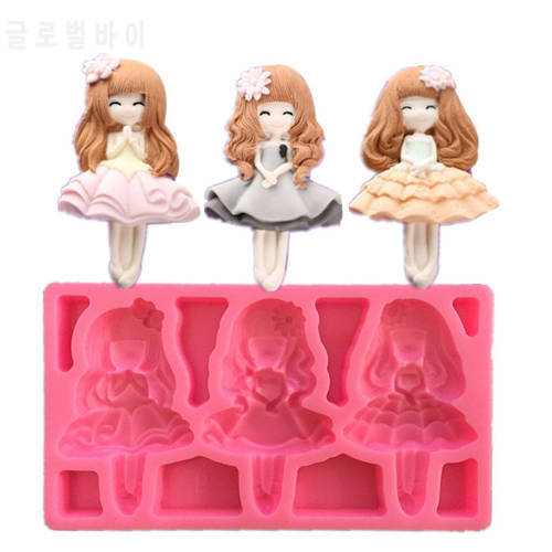 3 Girl Princess Shape Silicone Mould Chocolate Fondant Soap Candy Cake Molds Kitchen Baking Cake Decorating Tools K091