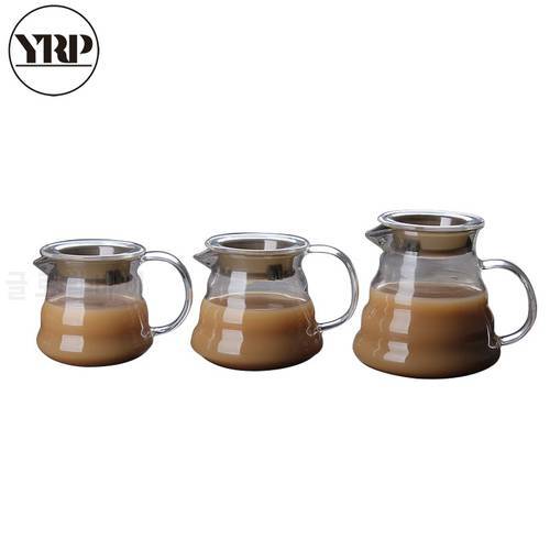 YRP 360ml 450ml 800ml V60 Pour Over Glass Range Coffee Server Carafe Drip Pot Coffee Kettle Brewer Barista Percolator Clear Tool