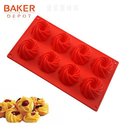 BAKER DEPOT Silicone cake chocolate mold windmill pastry baking tool silicone jelly pudding ice mold biscuit soap mould 8 hole