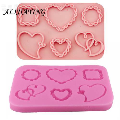Lovely Heart Shaped Silicone Chocolate Cake Candy Lollipop Lolly Heart Baking Mould Ice Mold Cake decorating tools D1061