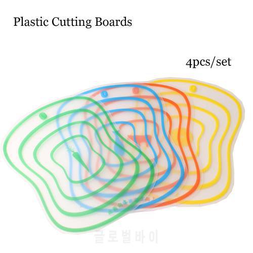 4Pcs/set Kitchen Non-Slip Plastic Cutting Boards Cut Chopping Block Portable Frosted Antibacteria Vegetable Meat Cutting Pad
