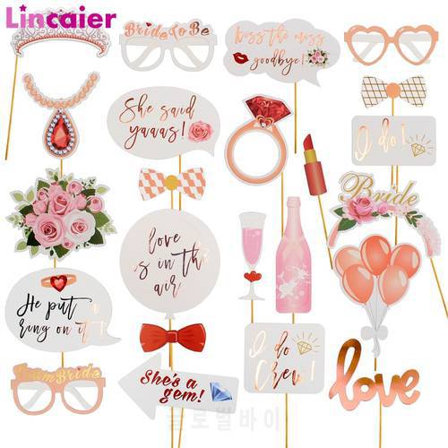 23pcs Wedding Photo Booth Props Just Married Photobooth Party Decorations Team Bride Bridal Shower Bachelorette Accessories