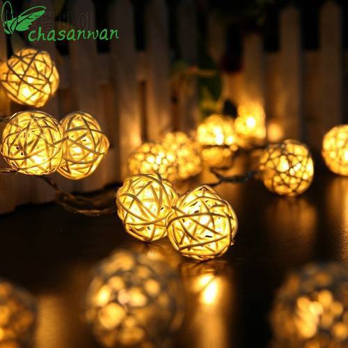 3M 20 Rattan Ball string lights garland led lights decoration christmas decorations for home decor new Year decoration.Q