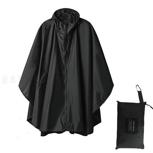 Black trench Coat fashion Style Hooded Women men unisex Raincoat Outdoor Rain Poncho Waterproof Rain Coat 3 Colors Rainwear