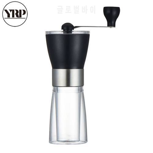 YRP Manual Ceramic core Coffee Grinder Washable ABS Glass Handmade Pepper/ Nuts/Coffee Bean Grinders Mill For Barista Tools