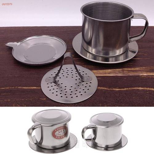 OOTDTY Vietnamese Coffee Filter Stainless Steel Maker Pot Infuse Cup Serving Delicious