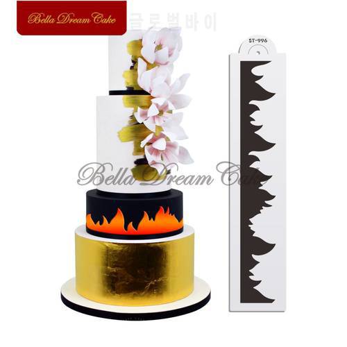 Flame&Water Pattern Cake Stencil Lace Cake Boder Stencils Plastic Template DIY Drawing Mold Cake Decorating Tool Bakeware