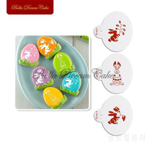 Easter Bunnies Cookies Stencil Cake Side Stencil Cake And Cupcake Decorating Mold Plastic Mould Bakeware Tool