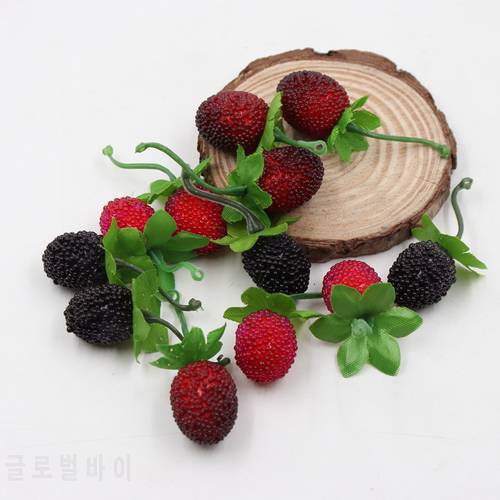 10pcs Cheap Fake Fruit Glass Strawberry Christmas Red Cherry Stamen Mini Berries Artificial Flower Pearlized Wedding Decoration