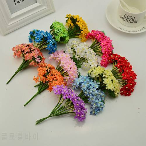 12pcs Artificial Plum Stamen Berry flowers for Wedding car Decoration Bride bouquet DIY Scrapbooking Wreath Fake Flowers