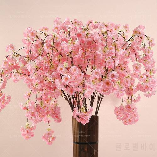 1PC Vivid Artificial Cherry Blossoms Fake Flowers Leaf Sakura Floral Wedding Bouquet Party Decor Silk Flower DIY Home Decoration