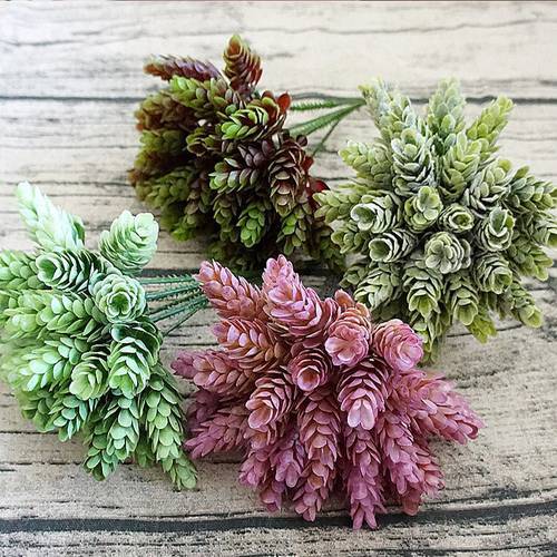 30Pcs/Bundle Fake Green Plant Cheap Artificial Plastic Flowers for Home Table Decorative Wedding Christmas Diy Candy Gift Box